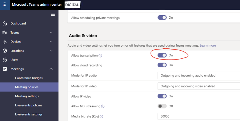 Microsoft Teams Transcription