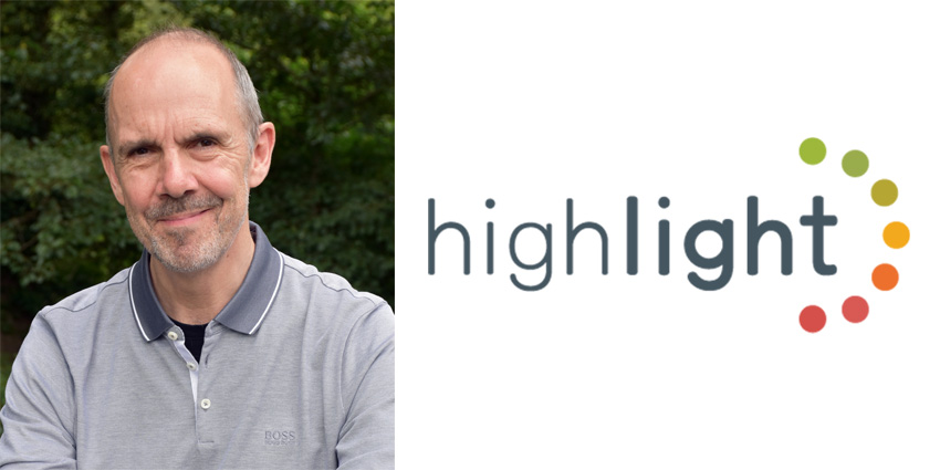 Richard Thomas headshot against green leafy background alongside Highlight logo