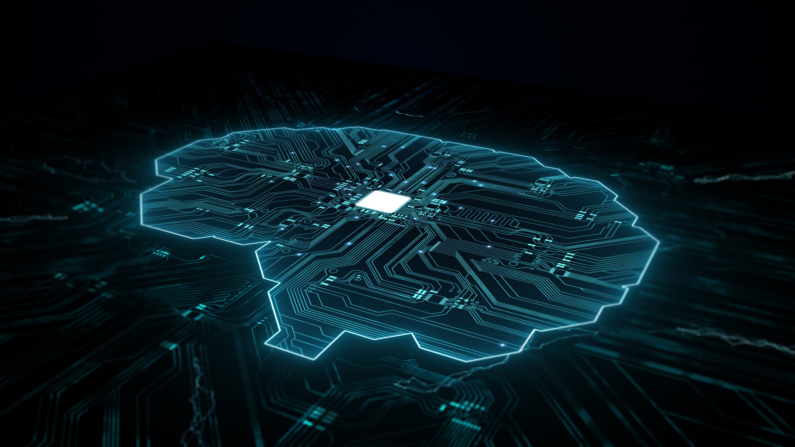 motherboard in the shape of a brain implying AI