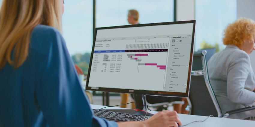 Project management platform interface integrating tasks, timelines, and collaboration tools across teams
