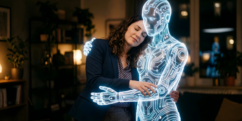 Enterprise employee using an AI agent at work, illustrating psychological safety and workplace AI risks