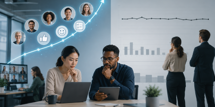 Engagement scores rising while performance stays flat on a dashboard