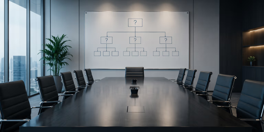 Empty corporate boardroom representing unclear employee engagement ownership and absent leadership accountability
